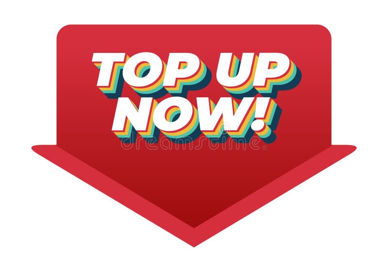 Red Downward Arrow Banner Bold D Text Top Up Now White Background Promotional Call To Action Graphic Recharge 446451127